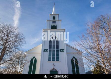 USA, New England, Massachusetts, Nantucket Island, Nantucket Town, erste Gemeindekirche, außen Stockfoto