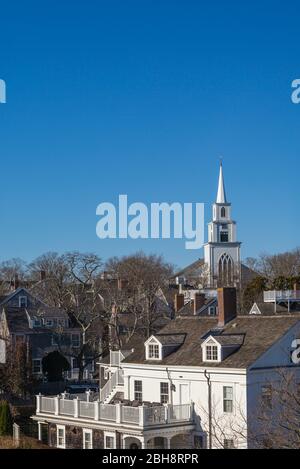 USA, New England, Massachusetts, Nantucket Island, Nantucket Town, erste Gemeindekirche, außen Stockfoto