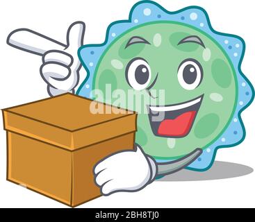 Ein Bild von pseudomonas aeruginosa Cartoon Design Konzept mit einer Box Stock Vektor