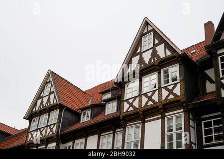 Deutschland, Niedersachsen, Wolfenbüttel, Altstadt, Fachwerkhaus, Dachgauben, Detail Stockfoto