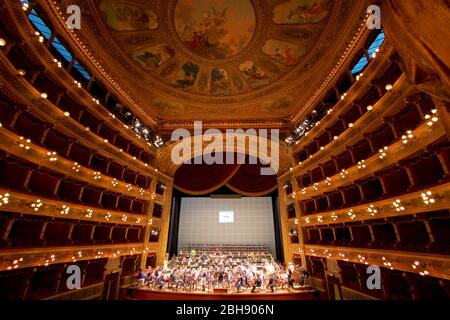 Palermo, Altstadt, Teatro Massimo, Auditorium, Super Wide Angle, Orchester, Stockfoto