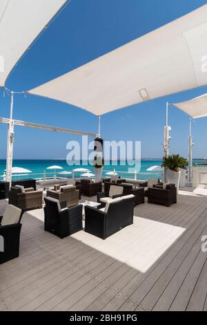 Italien, Mezzogiorno, Apulien / Apulien, Halbinsel Salento, Gallipoli, Strandterrasse Stockfoto