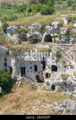 Italien, Mezzogiorno, Apulien / Apulien, Murge, Naturschutzgebiet Parco Nazionale Alta Murgia, Gravina, Höhlenwohnungen Stockfoto