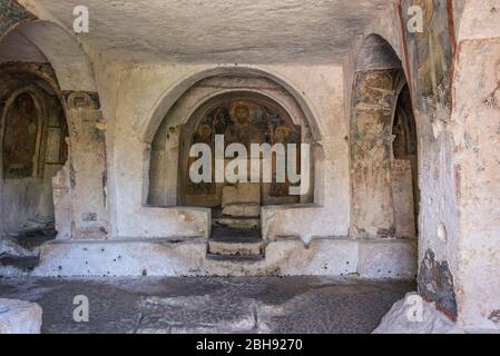 Italien, Mezzogiorno, Apulien / Apulien, Halbinsel Salento, Mottola, Chiesa Rupestre di San Nicola, Höhlenkirche Stockfoto