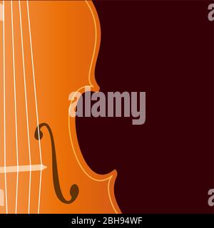 Vector Sign Musikgeschäft. Violine auf dunklem Hintergrund Stock Vektor