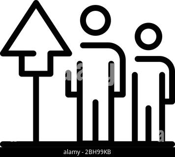 Zwei Personen und Pfeil nach oben Symbol, Outline-Stil Stock Vektor