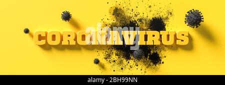 Coronavirus 2019-nCov Roman Coronavirus Ausbruch Konzept Hintergrund. Mikroskopische Sicht auf schwimmende Grippeviruszellen. 3D-Abbildung. Stockfoto