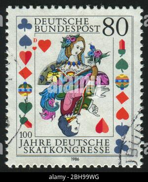 DEUTSCHLAND - UM 1986: Briefmarke gedruckt von Deutschland, zeigt Königin, um 1986. Stockfoto