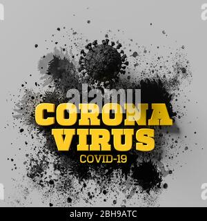 Coronavirus 2019-nCov Roman Coronavirus Ausbruch Konzept Hintergrund. Mikroskopische Sicht auf schwimmende Grippeviruszellen. 3D-Abbildung. Stockfoto