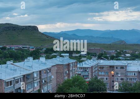 Armenien, Kraljevo, hohen Winkel Stadt Skyline, Dawn Stockfoto