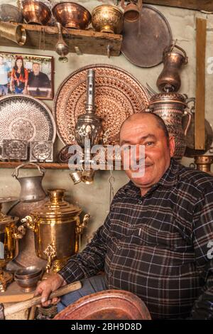 Aserbaidschan, Lahic, Metallarbeiter, Stockfoto