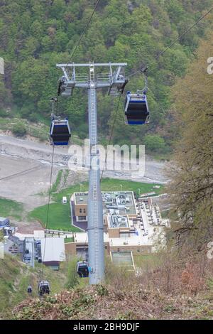 Aserbaidschan, Qabala, Gabala, Tufandag Seilbahn, Seilbahn auf 1660 Meter, Qabala ropeline Stockfoto