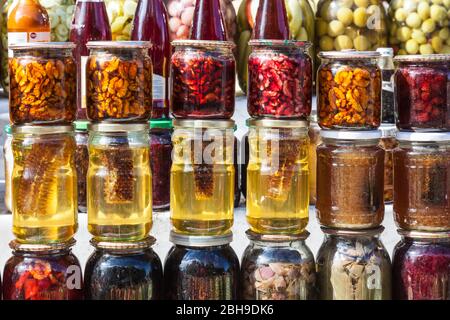 Aserbaidschan, Vandam, Obst, Honig und Marmelade Stockfoto