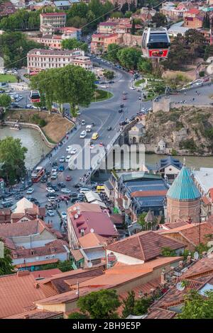 Georgien, Tiflis, Altstadt, erhöhten Blick von der Festung Narikala, am späten Nachmittag Stockfoto