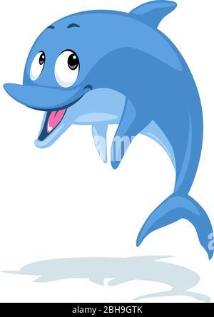Niedliche Delphin Vektor-Illustration - flaches Design Stock Vektor