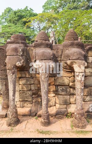 Kambodscha, Angkor, Angkor Thom, Terrasse der Elefanten Stockfoto