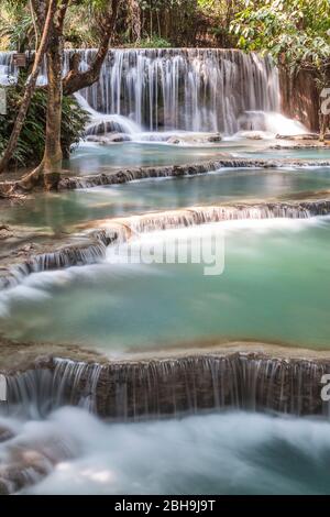 Laos, Luang Prabang, Tat Kuang Si Wasserfall Stockfoto