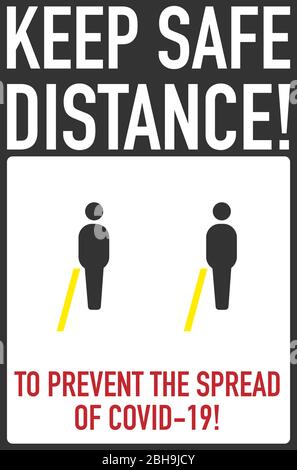 Während der Coronavirus-Epidemie halten Sie ihren Abstand in der gelben Linie sicher zu bleiben. vektor-Abbildung eps 10 Stock Vektor