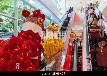 Thailand, Bangkok, Sukhumvit Gegend, Emquartier Einkaufszentrum, chinesische Neujahrsprozession zum Jahr des Hundes Stockfoto