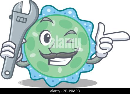 Ein Bild von pseudomonas aeruginosa Mechaniker Maskottchen Design-Konzept Stock Vektor