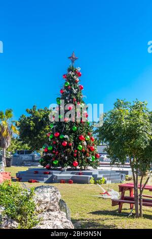 Weihnachtsbaum im Zentrum von Cockburn Town, Grand Turk Island, Turks- und Caicos-Inseln, Mittelamerika Stockfoto