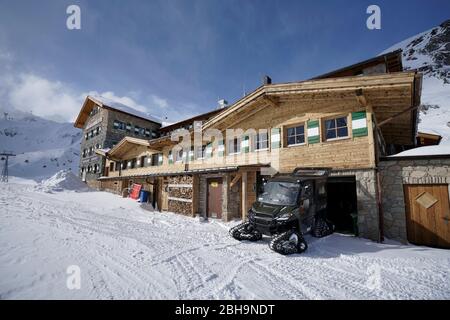 Österreich, Tirol, Stubaital, Neustift, Skigebiet Stubaier Gletscher, Fernau Mittelstation, Dresdner Hütte Stockfoto