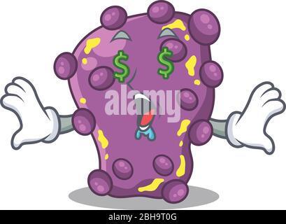 Rich Cartoon Charakter Design von Shigella mit Geld Augen Stock Vektor