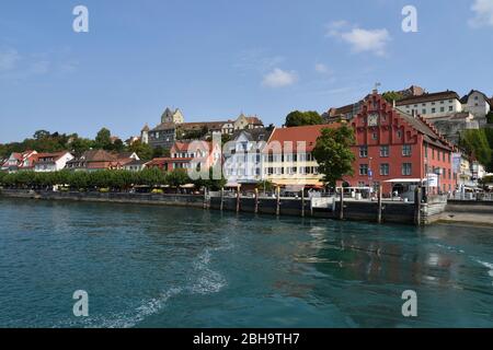 Europa, Deutschland, Baden-Württemberg, Meersburg, Bodensee, Bootsanlegestelle Stockfoto