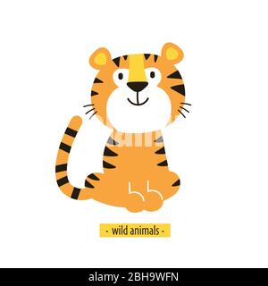 Niedlichen Vektor Tiger isoliert auf weißem Hintergrund Stock Vektor