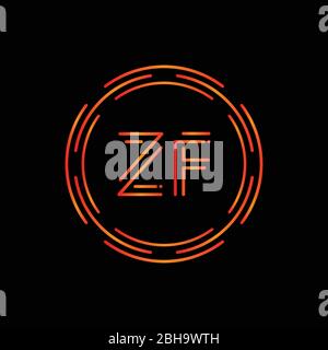 Ursprüngliche ZF Logo Design Vektor Vorlage. Digitaler Kreisbuchstabe ZF Business Logo Vektorgrafik Stock Vektor