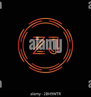 Ursprüngliche ZJ Logo Design Vektor Vorlage. Digitaler Kreisbrief ZJ Business Logo Vektorgrafik Stock Vektor