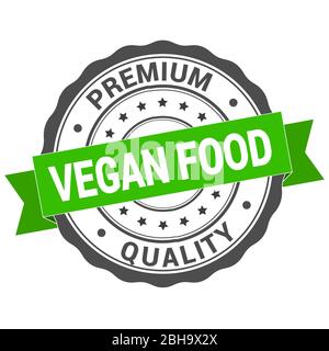 Vegan Food Stempel. Aufkleber. Siegel. Runde Grunge Vintage Band. Veganes Essen Schild Stock Vektor
