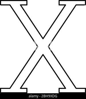 Chi griechisch Symbol Großbuchstaben Großbuchstaben Schrift Symbol Umriss schwarz Farbe Vektor Illustration flach Stil einfaches Bild Stock Vektor