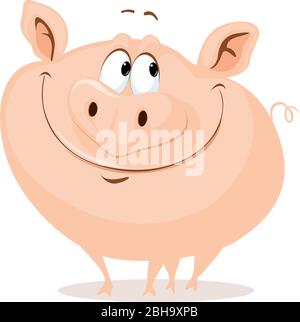 Das Süße Fett Schwein Lächelnd Vektor Cartoon Illustration Stock Vektor