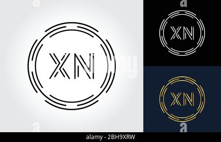 Vorlage für das ursprüngliche XN-Logo-Design. Abstraktes XN-Logo mit Kreisbuchstaben. Stock Vektor