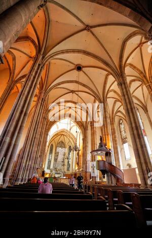 Frankreich, Elsass, Straßburg, Eglise Saint-Thomas, Thomaskirche, innen Stockfoto