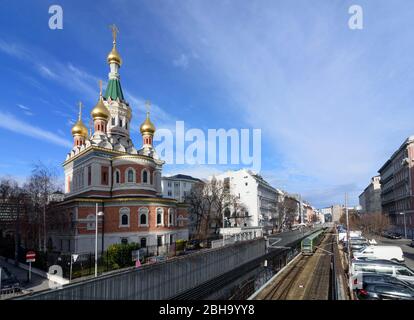 Wien, Wien: Russisch-Orthodoxe Kathedrale, CAT-Zug 03. Landstraße, Wien, Österreich Stockfoto