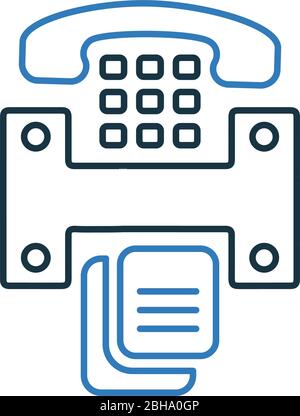 Schönes, sorgfältig gestaltetes Fax-Symbol, Telefon, Druck, Telefon, Kommunikation, Verbindung. Gut organisiert und vollständig editierbar Vektor-Symbol für vecto Stock Vektor