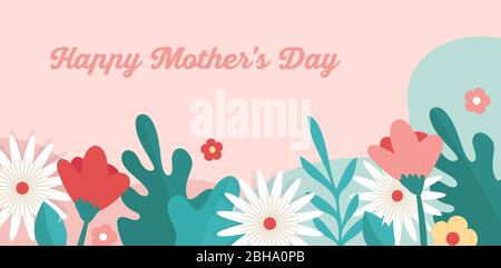 Happy Mothers Tag, Urlaub bunte Blumen auf rosa Hintergrund. Kann für Verkauf Werbebanner, Hintergrund. vektor-Illustration Stock Vektor