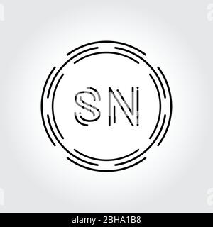 Initial SN Logo Design Creative Typography Vektor-Vorlage. Digitales Abstraktes Zeichen SN Logo Vektorgrafik Stock Vektor