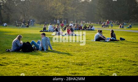 Die Menschen entspannen sich im Schlossgarten, Karlsruhe, Baden-Württemberg, Deutschland Stockfoto