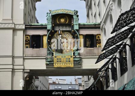 Österreich, Wien, Innenstadt, Altstadt, Markt 10-11, Ankeruhr, Tageslicht Stockfoto