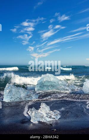 Eisberg, Eis, Strand, Jökulsarlon, Bucht, Insel, Europa Stockfoto