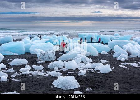 Gletscher, Berge, Gletscherzunge, Luftaufnahme, Skaftafelljökull, Insel, Europa Stockfoto