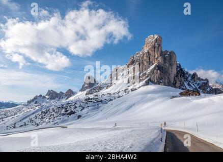 RA Gusela, Giau Pass, Cortina d'Ampezzo, Dolomiti, Dolomiten, Venetien, Italien Stockfoto