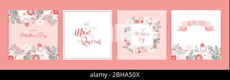 Muttertag Grußkarte mit Blumen Hintergrund gesetzt. Happy Mother's day. Kann für Verkauf Werbung, Hintergrund. vektor-Illustration Stock Vektor