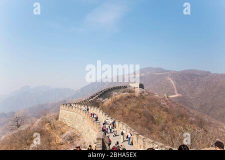 Die Große Mauer bei Mutianyu, Peking, China Stockfoto