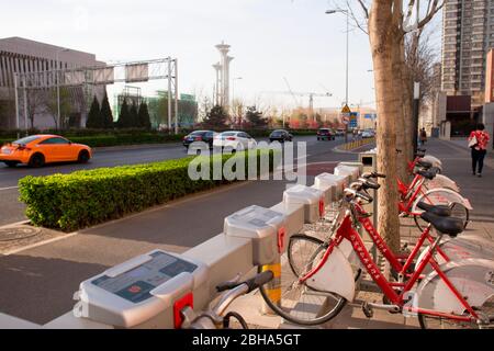 Öffentliche Fahrradverleih, Peking, China Stockfoto