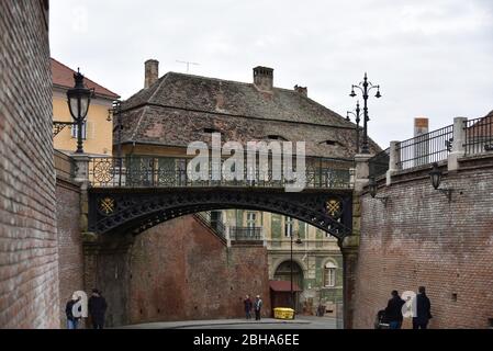 Europa, Rumänien, Sibiu, Sibiu, Siebenbürgen, Lügenbrücke, Stockfoto