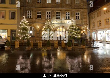 Hofbräu, Weihnachten, Dekoration, Advent, Abend, Bamberg, Franken, Bayern, Deutschland, Europa Stockfoto